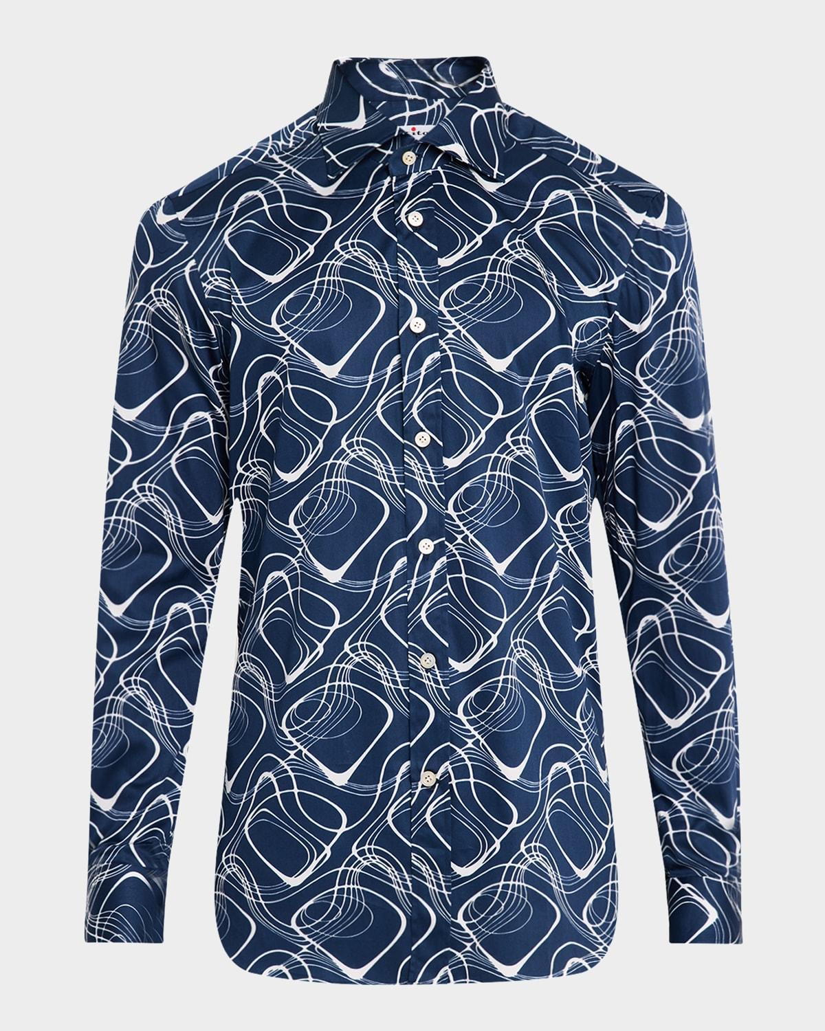 Men's Cotton Wave-Print Sport Shirt Product Image