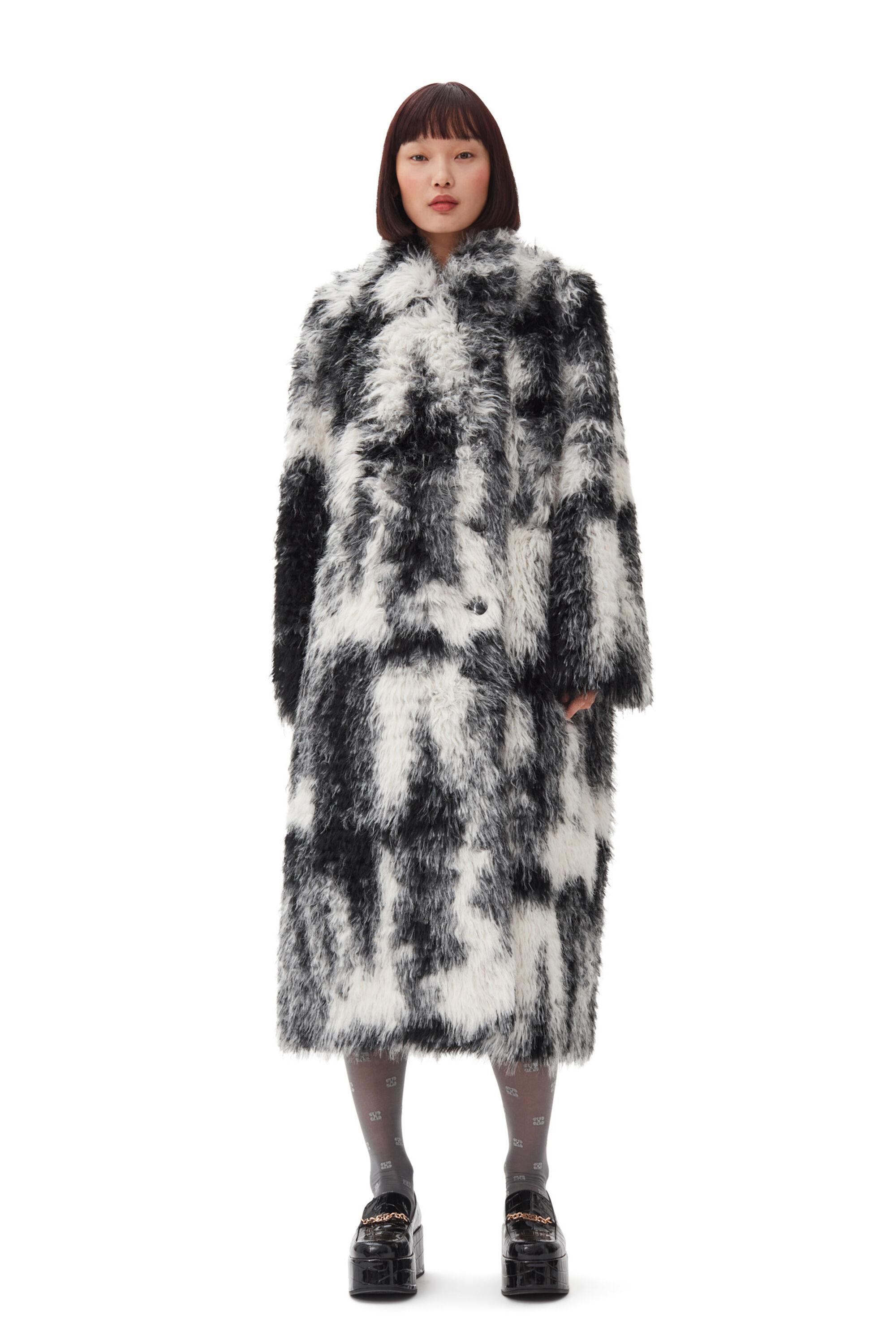 Black and White Faux Fur Coat Product Image