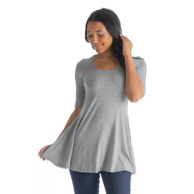 Womens 24Seven Comfort Apparel Elbow Sleeve Swing Tunic Top Product Image