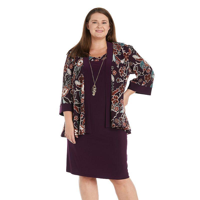 Womens R&M Richards Floral Soild Jacket Dress Product Image