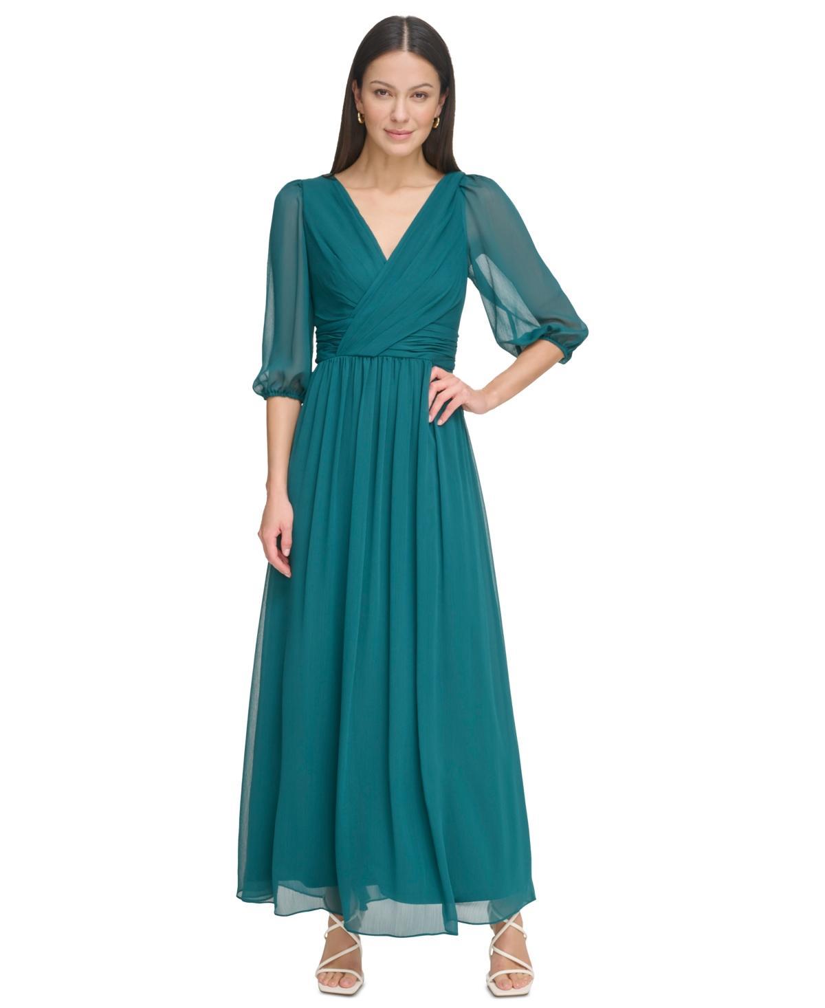 Dkny Womens Chiffon Balloon-Sleeve Maxi Dress Product Image