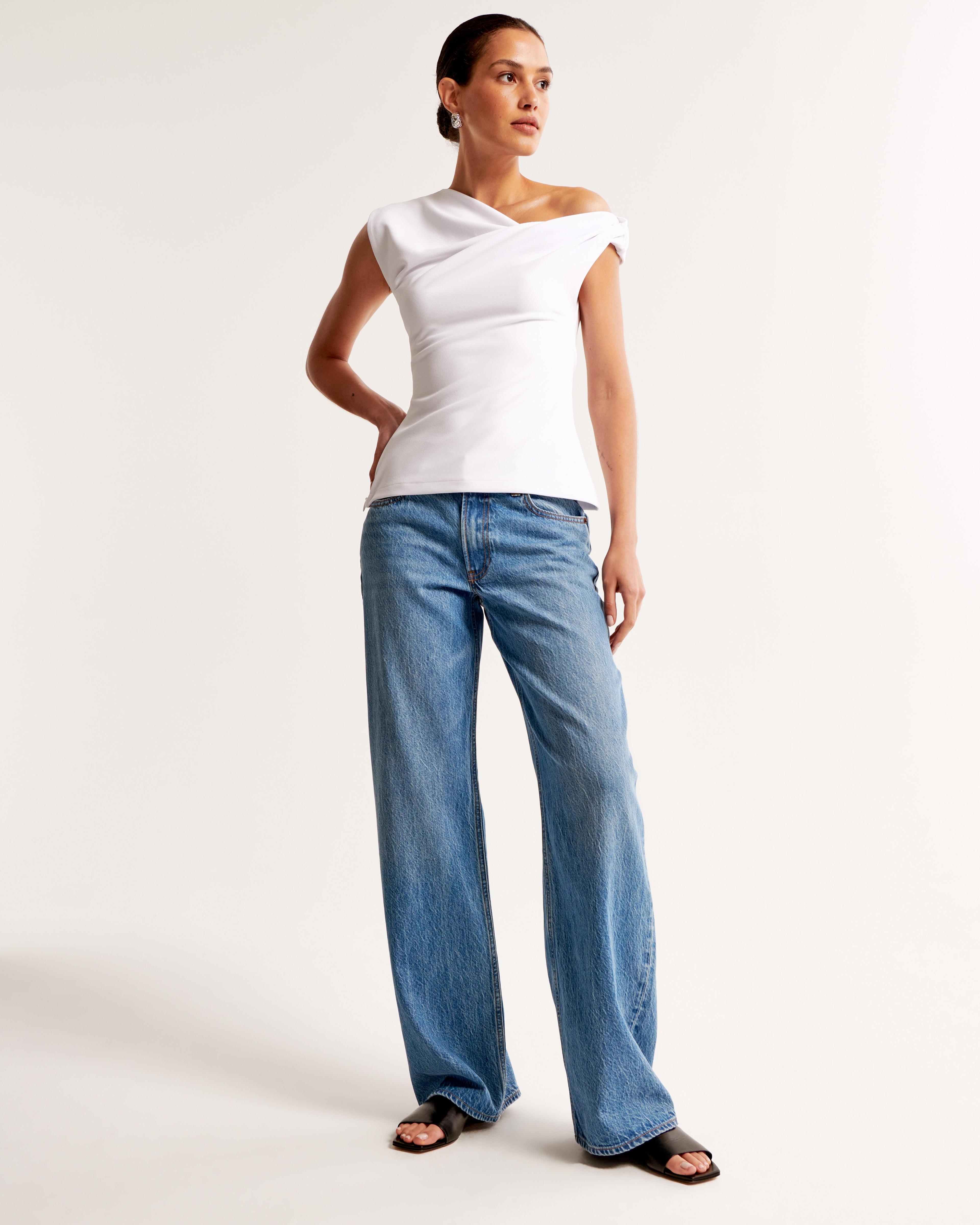 Asymmetrical Jersey Crepe Draped Top Product Image