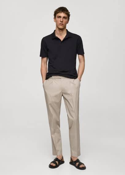 Slim-fit cotton-piqué polo shirt - Men | MANGO USA Product Image