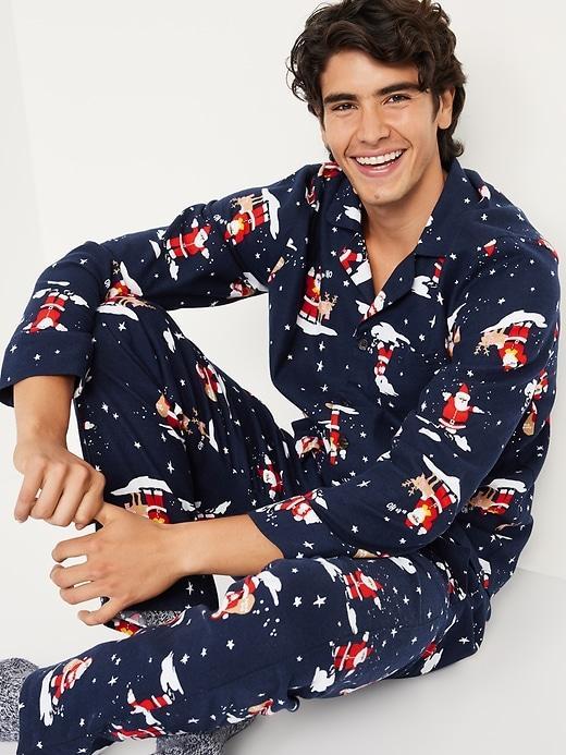 Printed Flannel Pajama Set Product Image