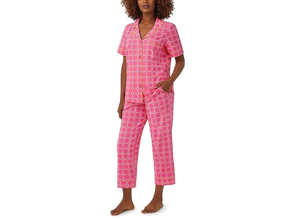 Cropped Geometric-Print Jersey Pajama Set Product Image