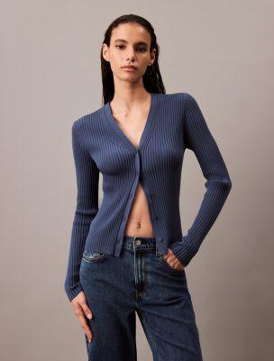 Smooth Cotton Rib Sweater Cardigan Product Image