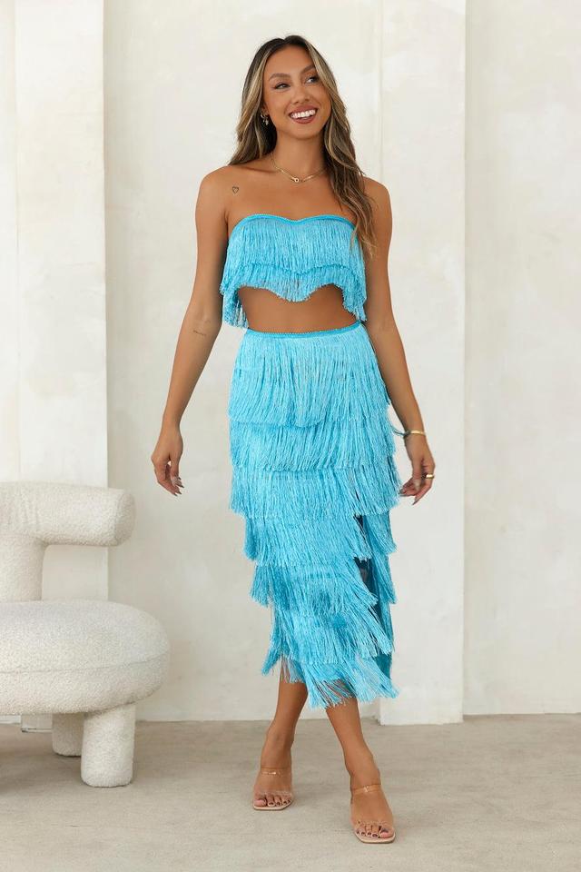 HELLO MOLLY Dancer In The Room Midi Skirt Blue Product Image