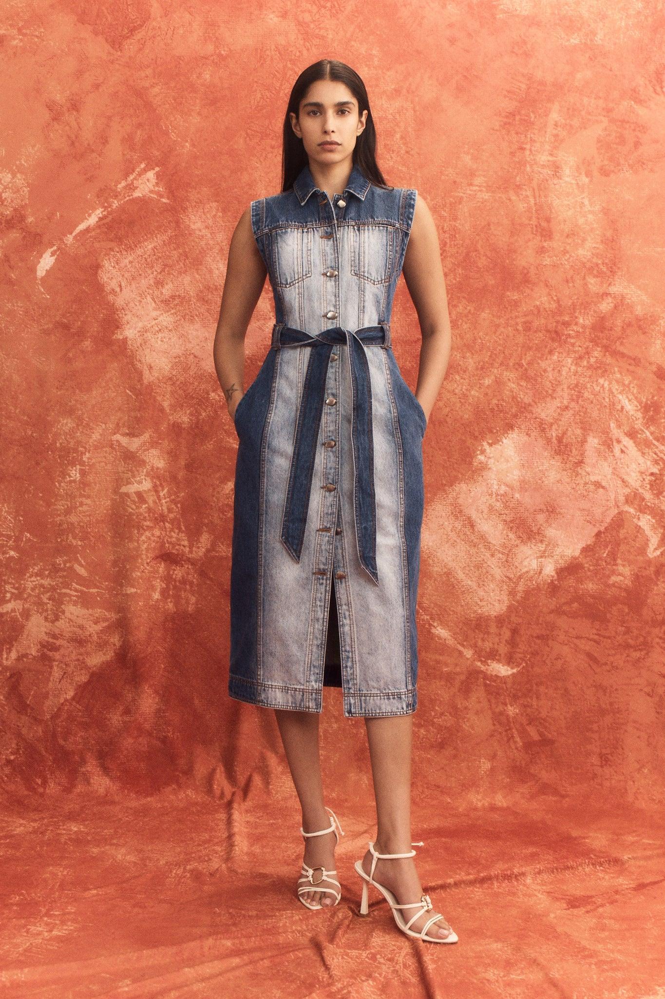 Darcie Denim Midi Dress Product Image