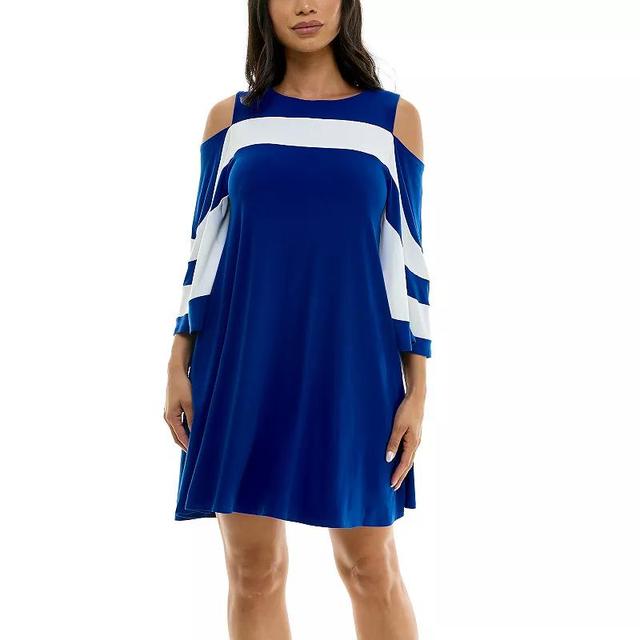 Womens Nina Leonard Draped Sleeve Cold-Shoulder Dress Product Image