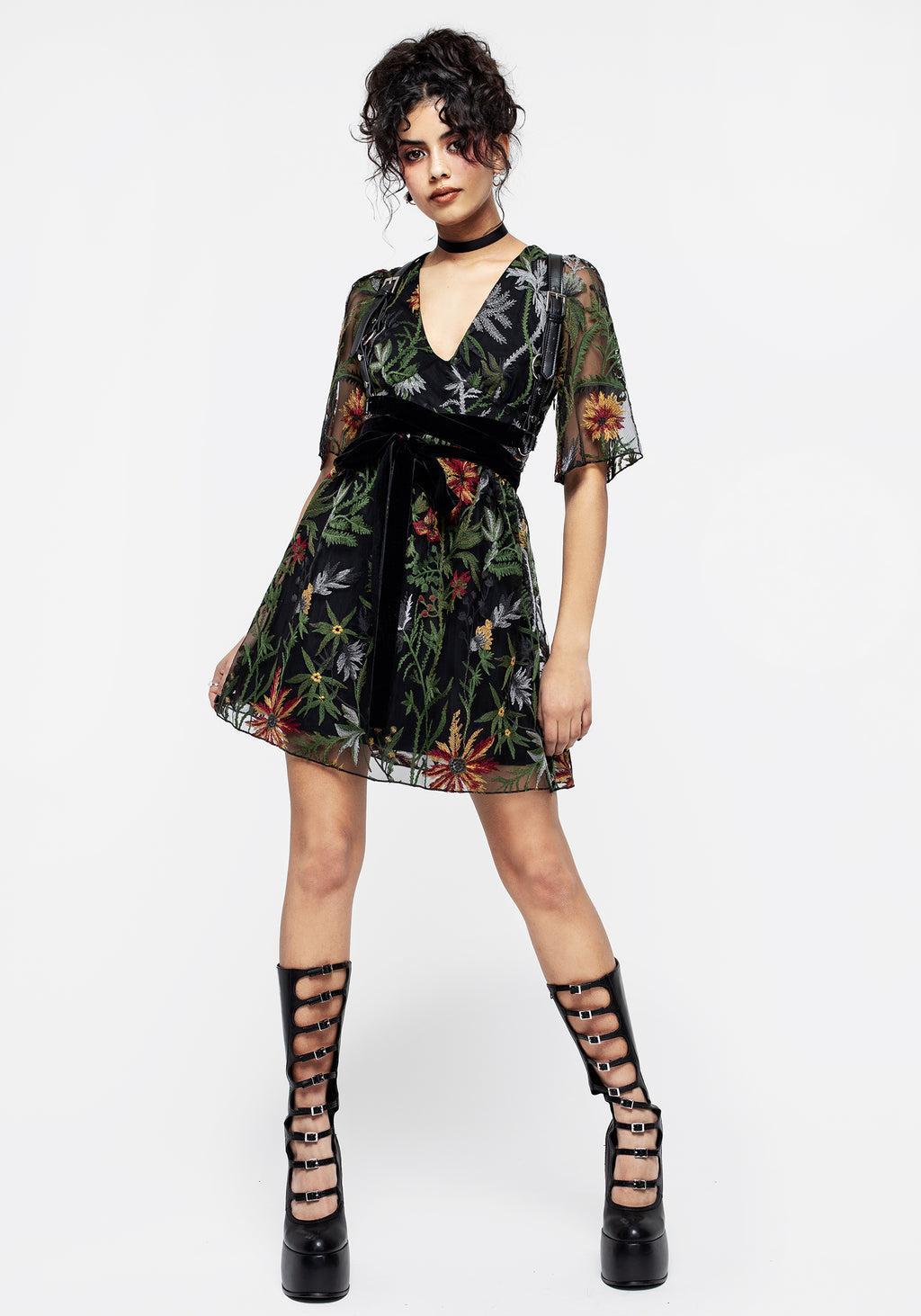 Wildflower Embroidered Mesh Mini Dress Product Image