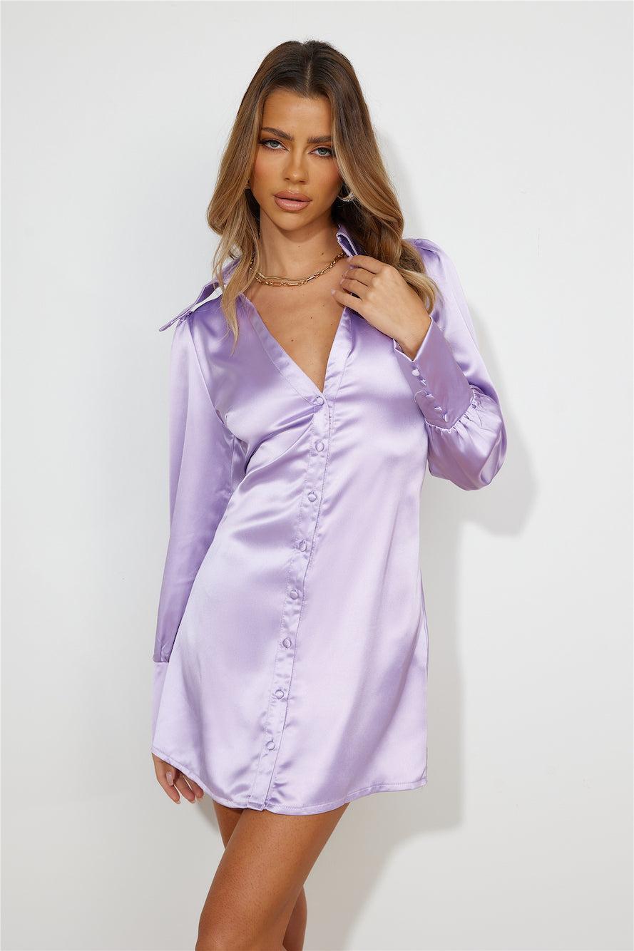 Elle Satin Dress Lilac Product Image