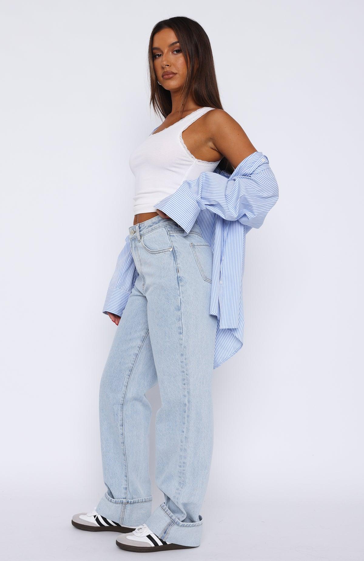 Blair High Rise Wide Leg Jeans Light Blue Product Image