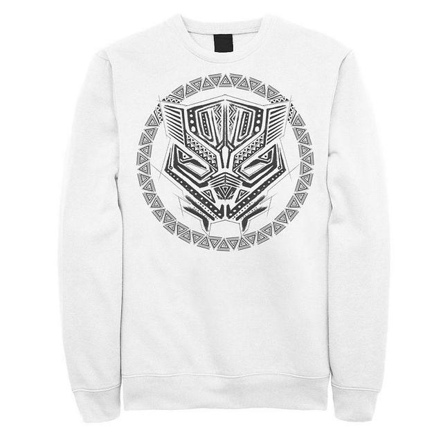 Mens Marvel Black Panther Geometric Circle Logo Graphic Fleece Pullover White Product Image