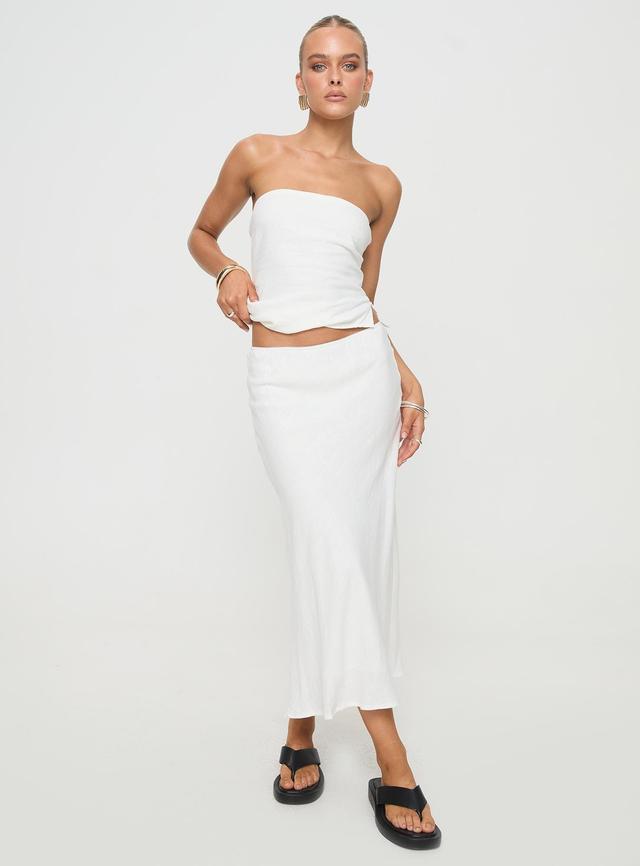 Ermias Linen Blend Midi Skirt White Product Image