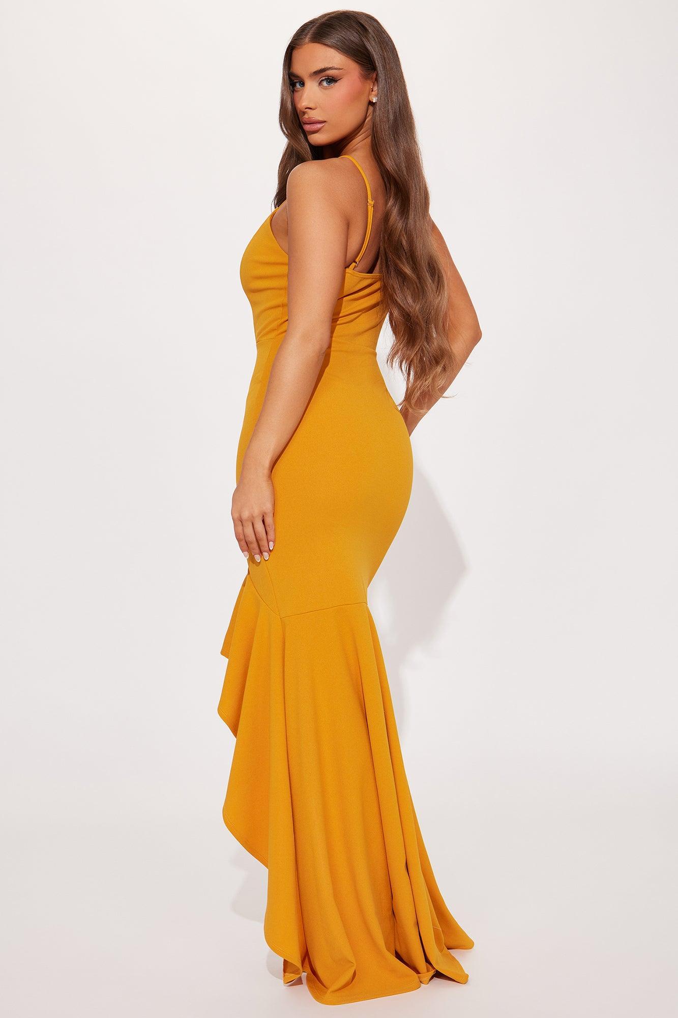 Delia High Low Gown - Mustard Product Image