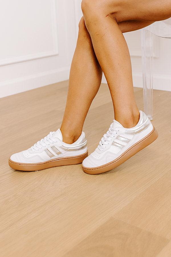 The Kimberly Faux Leather Sneaker in Silver Product Image