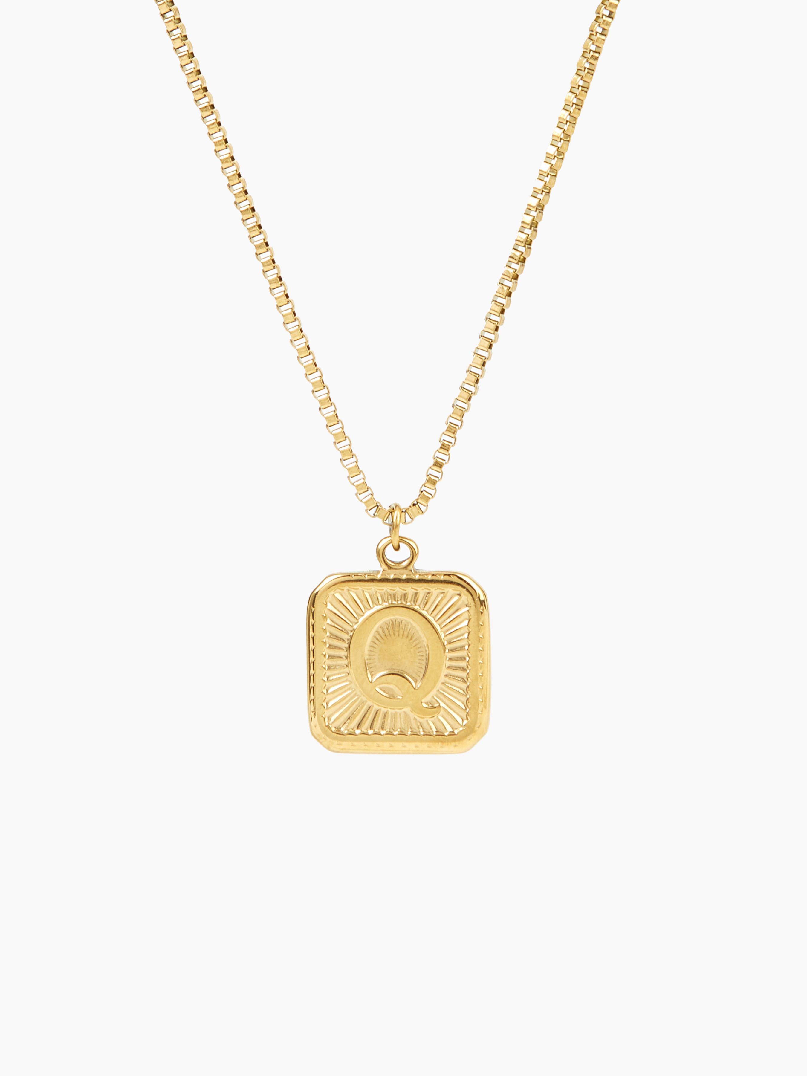 Letter Square Pendant Necklace Product Image