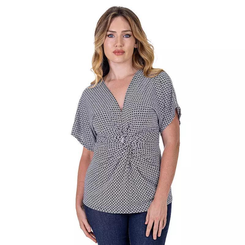 Womens 24Seven Comfort Apparel V Neck Knot Front Top Product Image