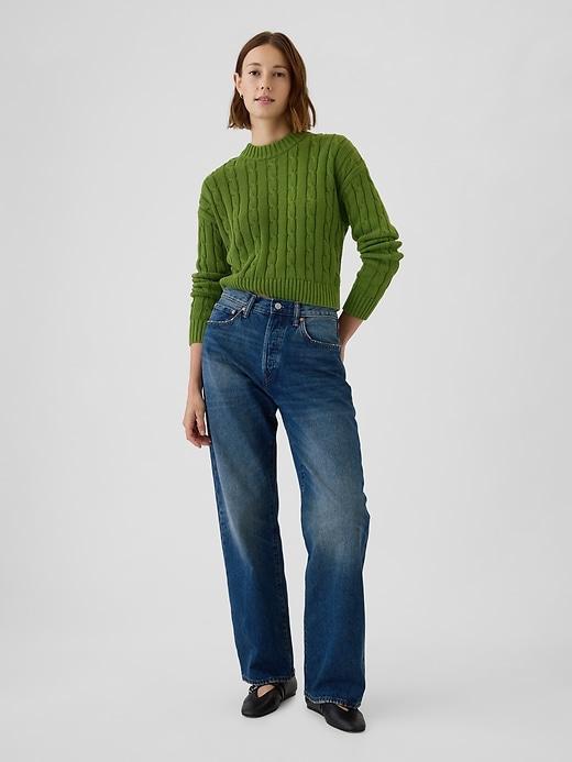 Cable-Knit Cropped Sweater Product Image