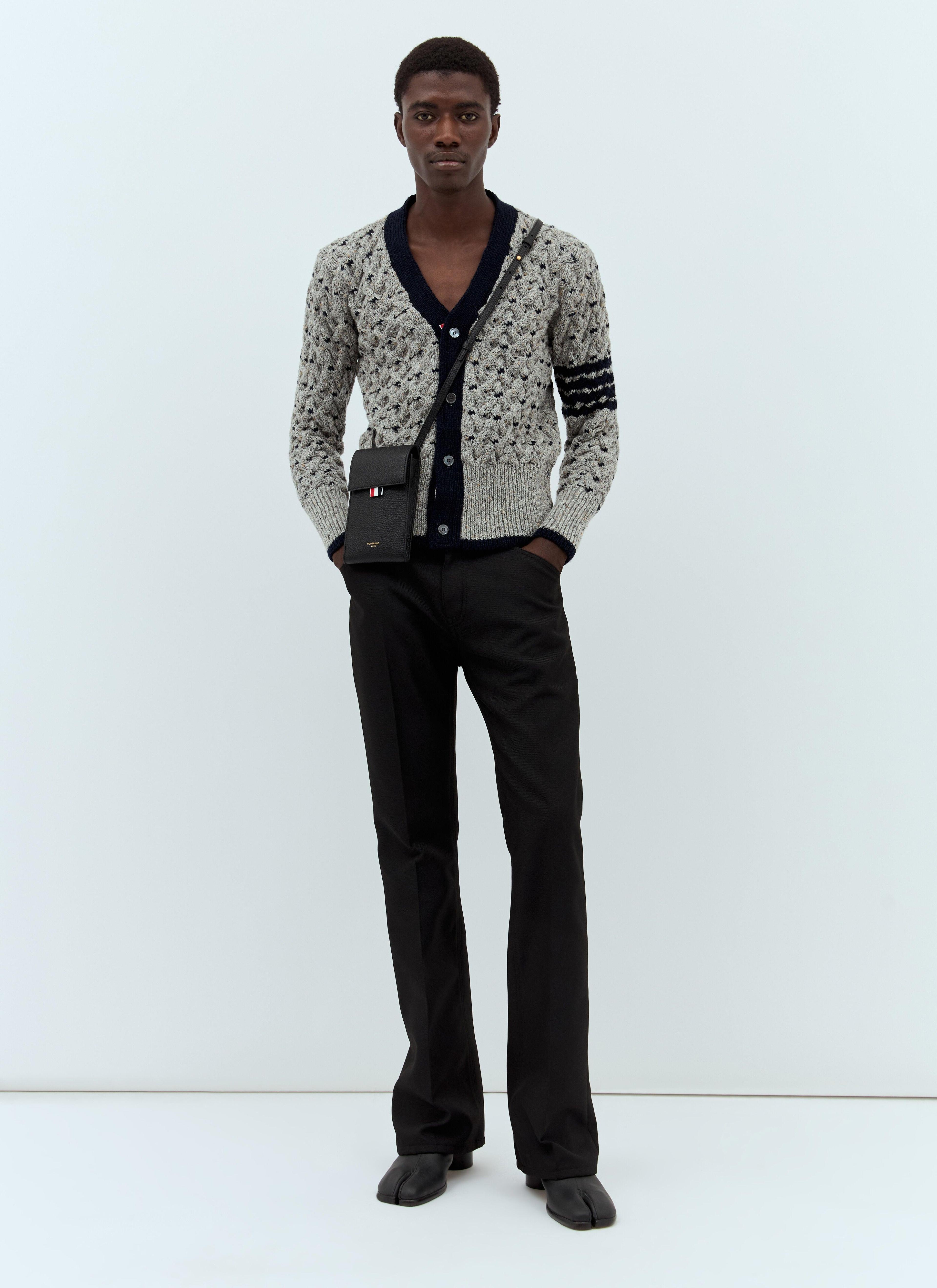 THOM BROWNE Four-bar V Neck Cardigan In Grey Product Image