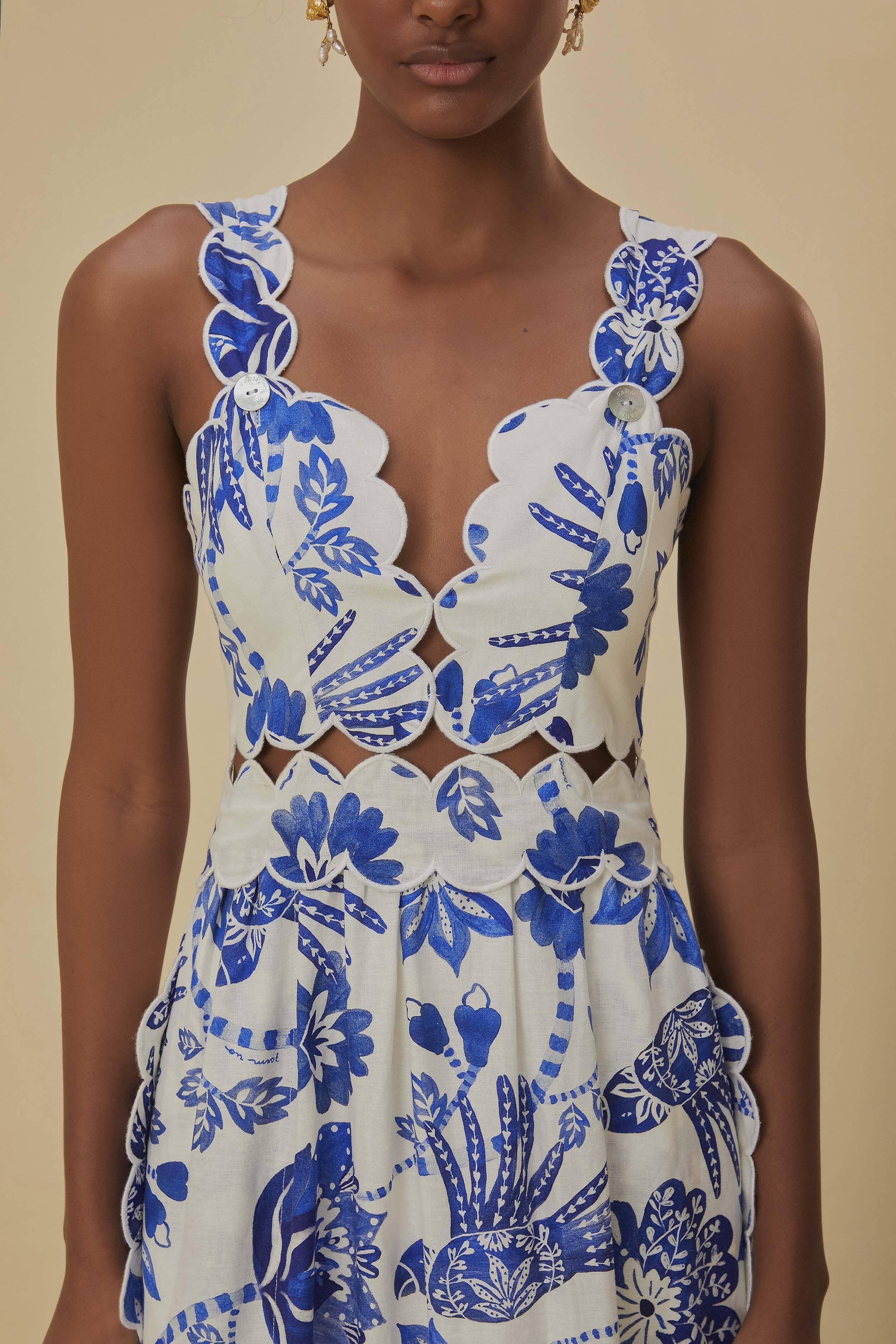 Off-White Flowerful Birds Lenzing™ Ecovero™ Euroflax™ Midi Dress Product Image