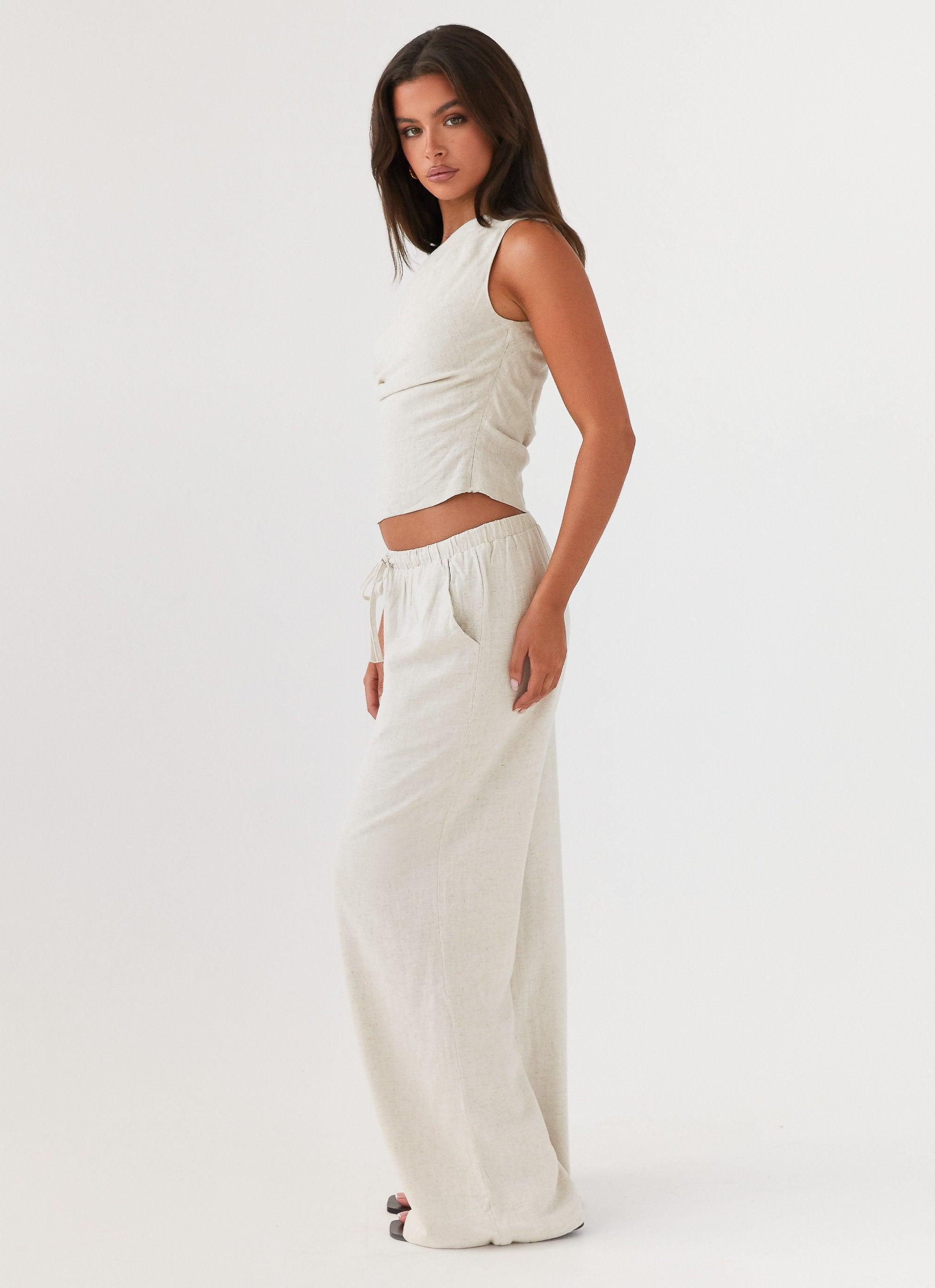 Fresh Face Linen Pants - Oatmeal Product Image