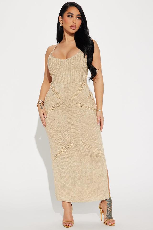 Ilana Metallic Knit Maxi Dress - Gold Product Image