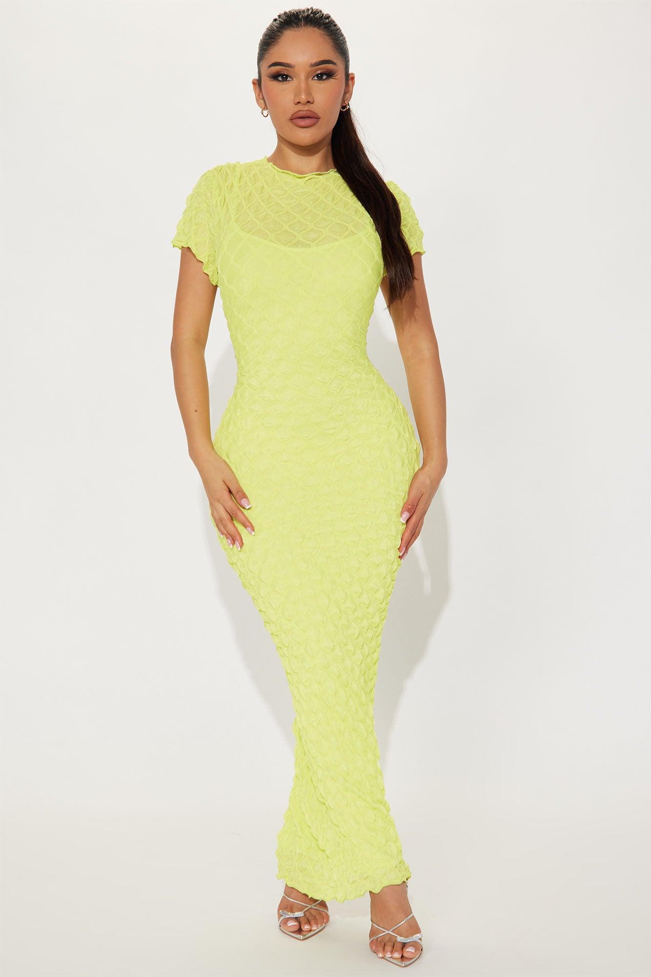 Jazmine Textured Maxi Dress - Lime Product Image