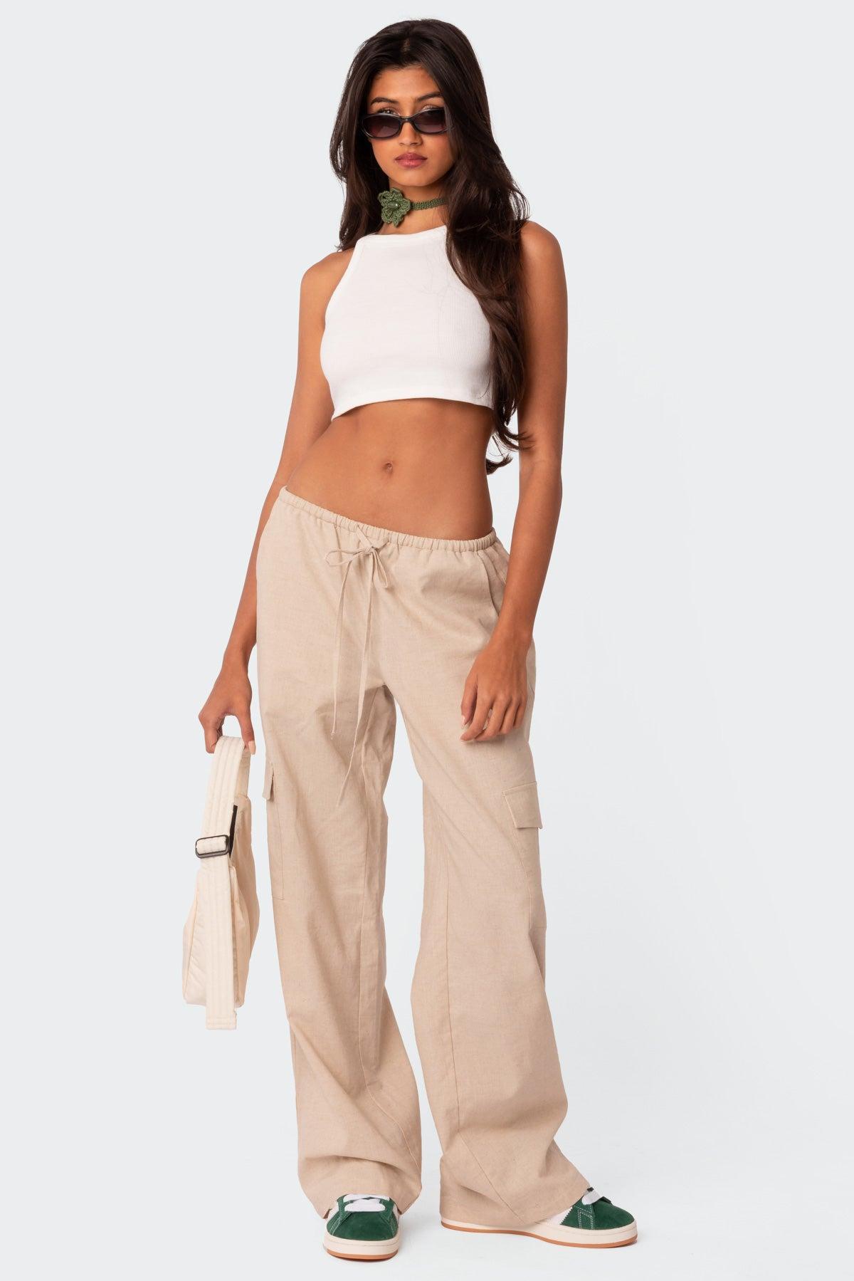 Lyric Linen Look Cargo Pants Product Image