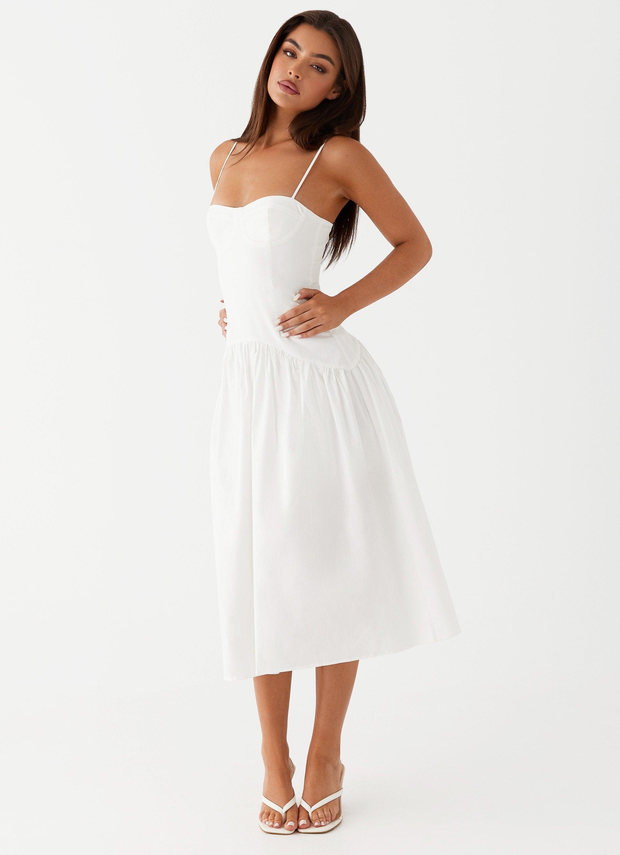 Yvette Corset Midi Dress - White Product Image