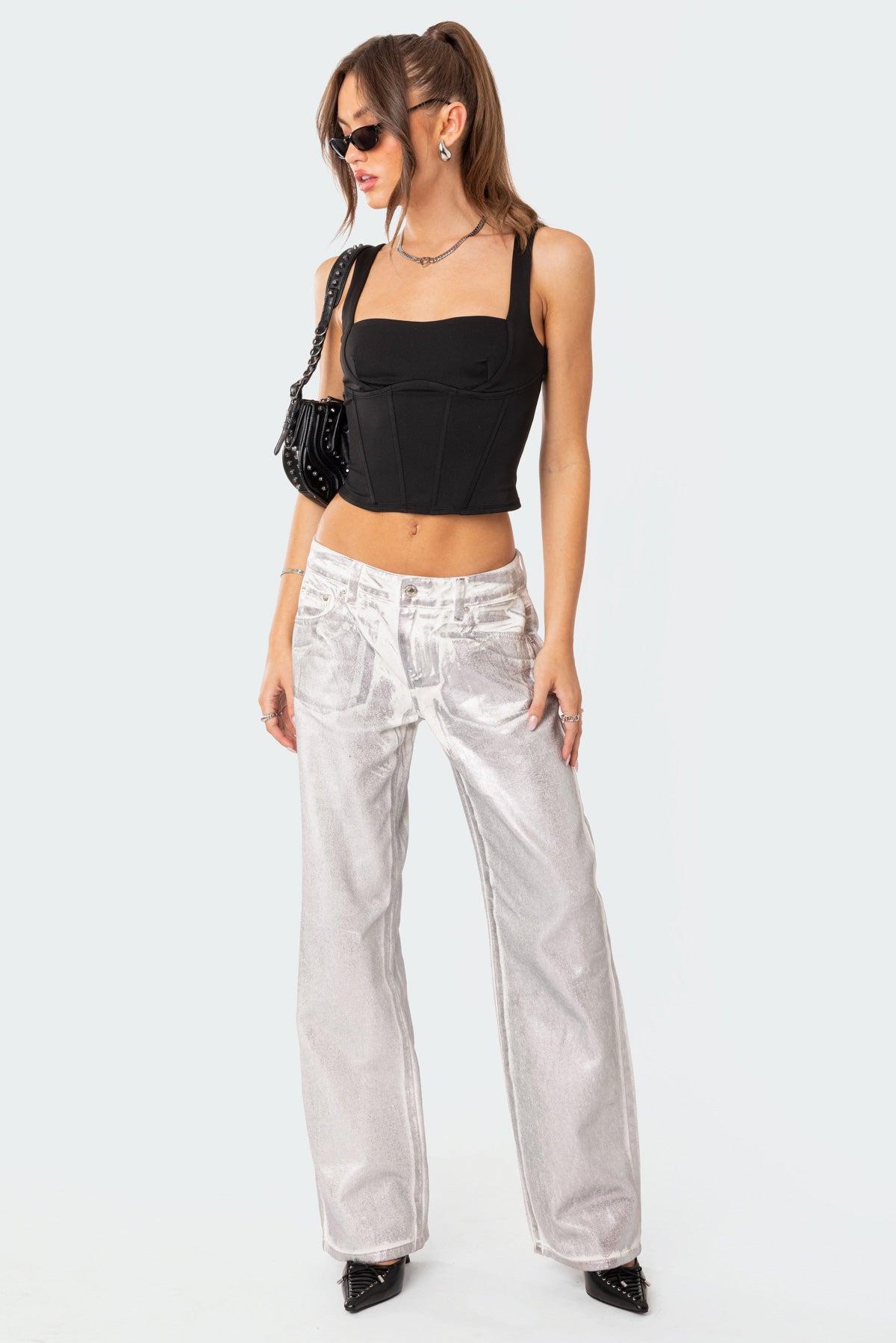 Jolene Metallic Low Rise Jeans Product Image