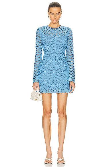 SIMKHAI Mccall Long Sleeve Mini Dress in Blue Product Image