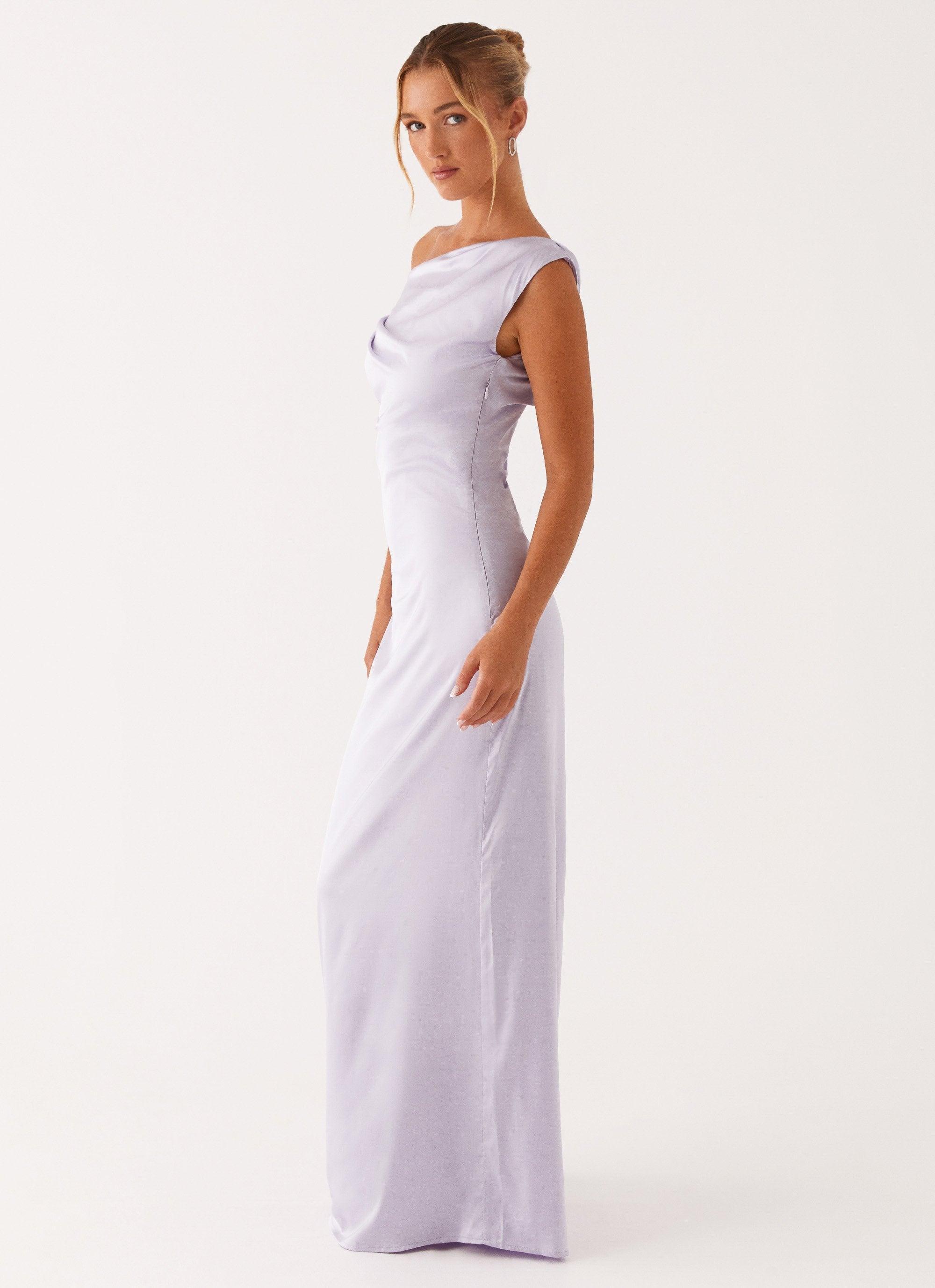 Heart Of Glass Satin Maxi Dress - Lilac Product Image