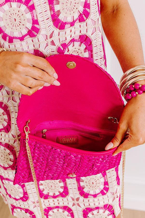 Sunny Refresh Woven Clutch in Hot Pink Product Image