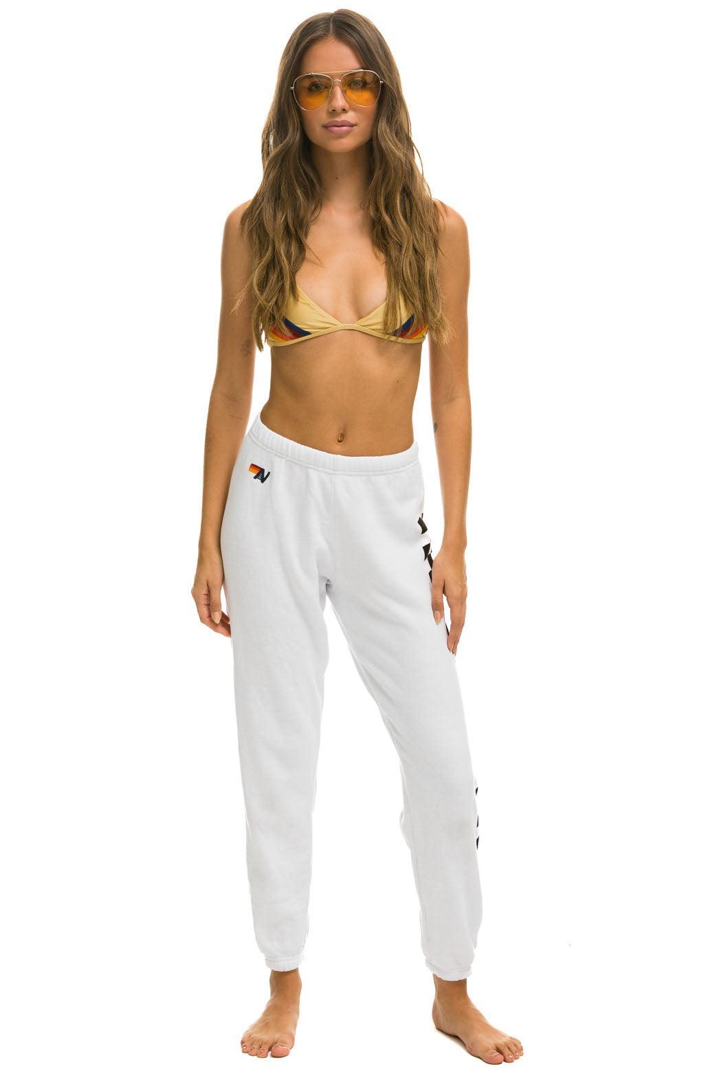 CHECK LEG SWEATPANTS - WHITE Female Product Image