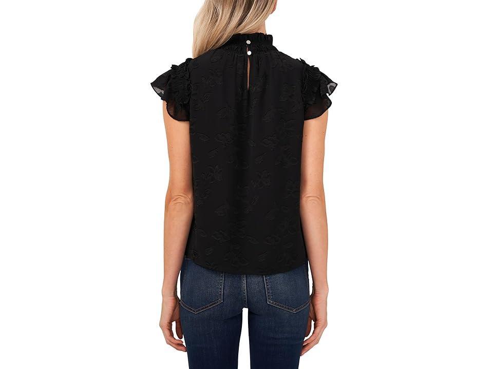 CeCe Flutter Sleeve Mock Neck Blouse (Rich ) Women's Clothing Product Image