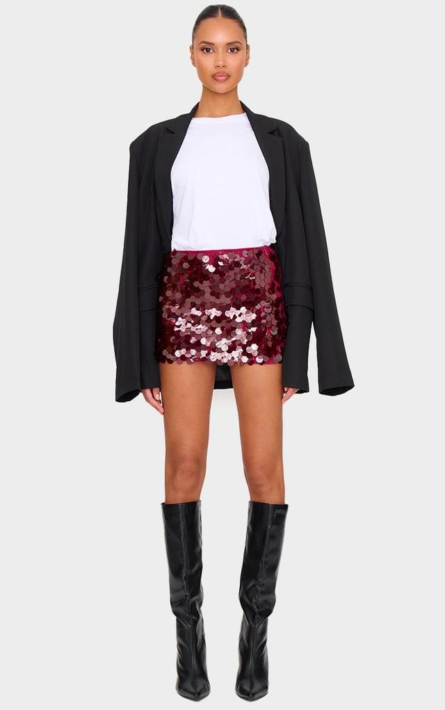 Burgundy Disc Sequin Mini Skirt Product Image