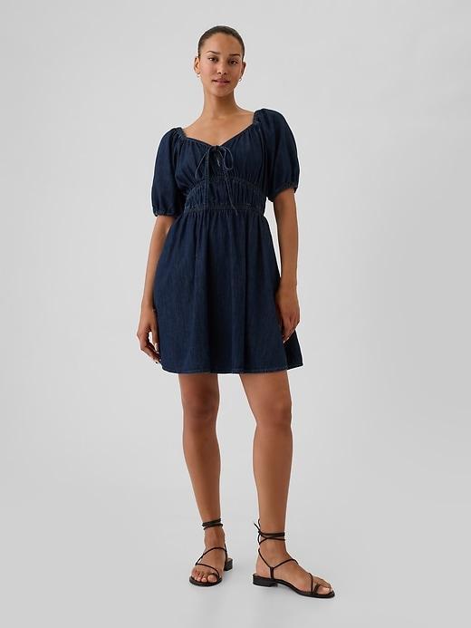 Smocked Denim Mini Dress Product Image