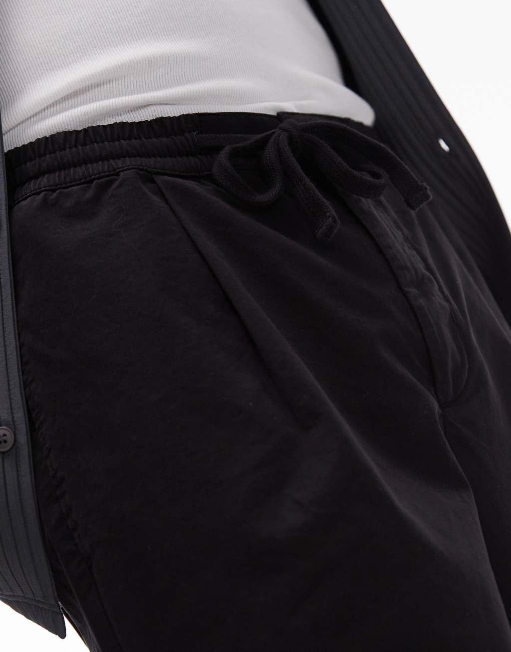 Topman wide leg trousers in black Product Image