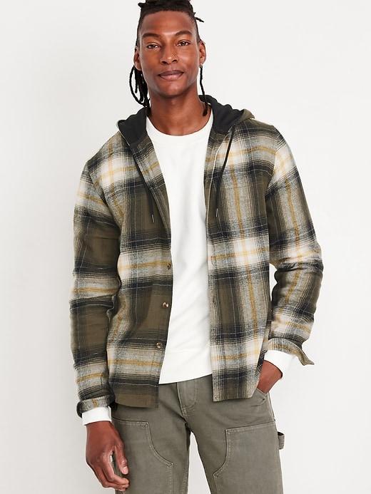 Hooded Flannel Shirt Product Image