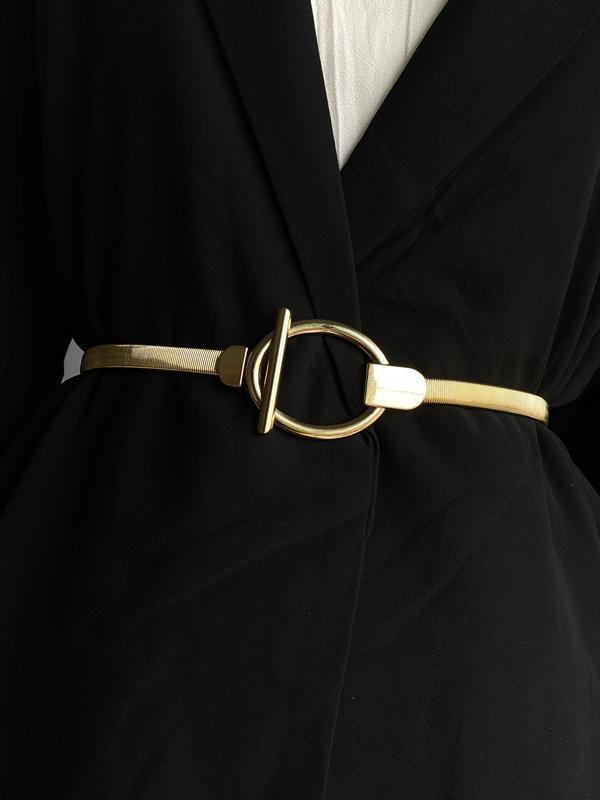 Buckle Geometric Pleated Solid Color Belts Product Image