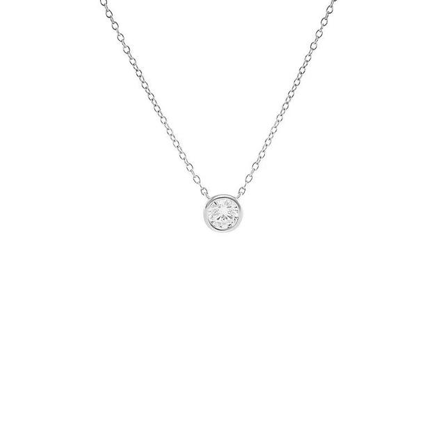 PRIMROSE Sterling Silver Cubic Zirconia Round Necklace, Womens Sterling Silver White Product Image