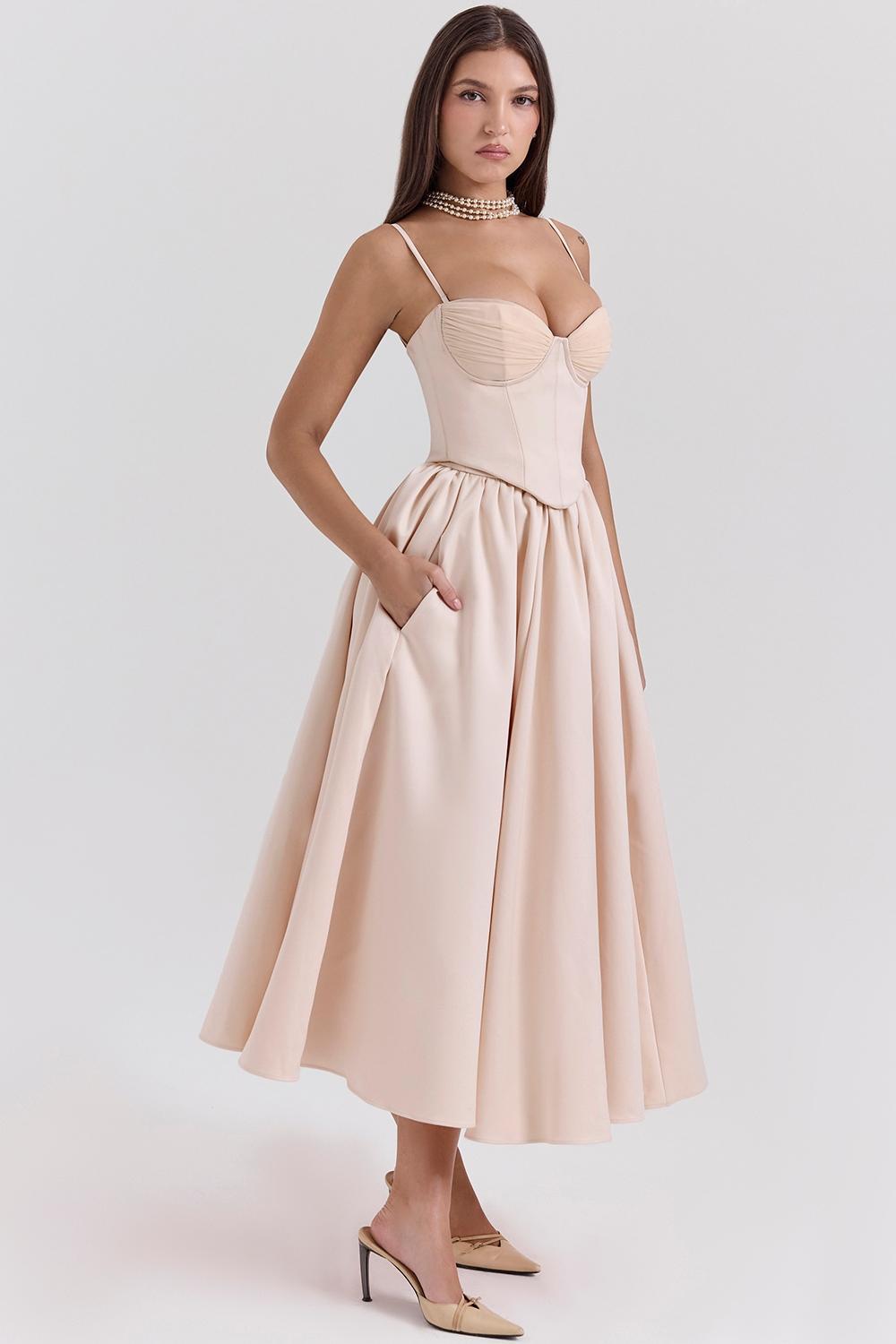 Perfect Peach Satin Corset and Skirt Product Image