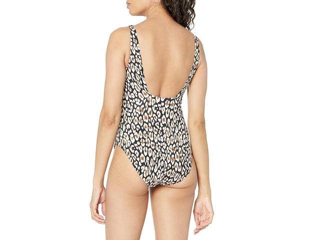 Tommy Bahama Palm Modern Safari Cat Square Neck One-Piece (Black) Women's Swimsuits One Piece Product Image