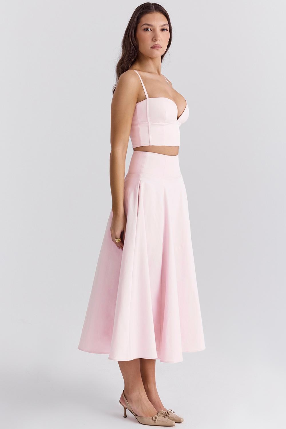 Rita Ballerina Pink A-Line Midi Skirt Product Image