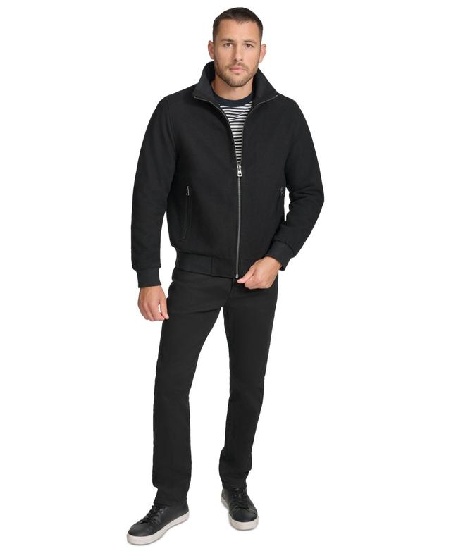 Calvin Klein Mens Wool Bomber Jacket With Knit Trim Product Image