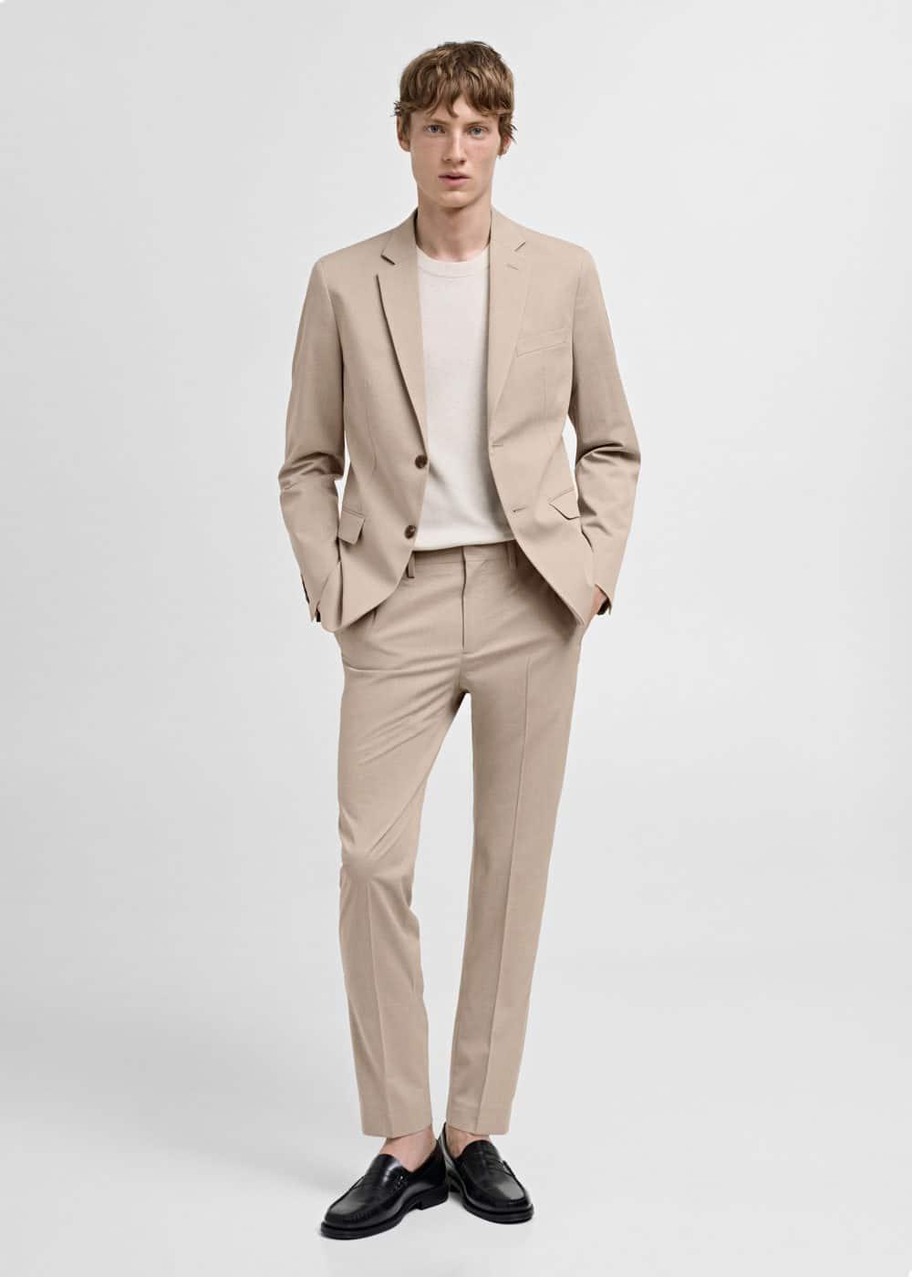 MANGO MAN - Stretch fabric super slim-fit suit pants beigeMen Product Image