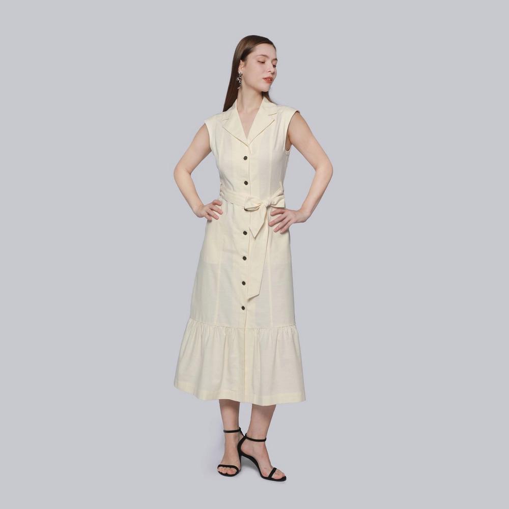 Women's Midi Shirtdress - A New Day™ Cream XXL Product Image