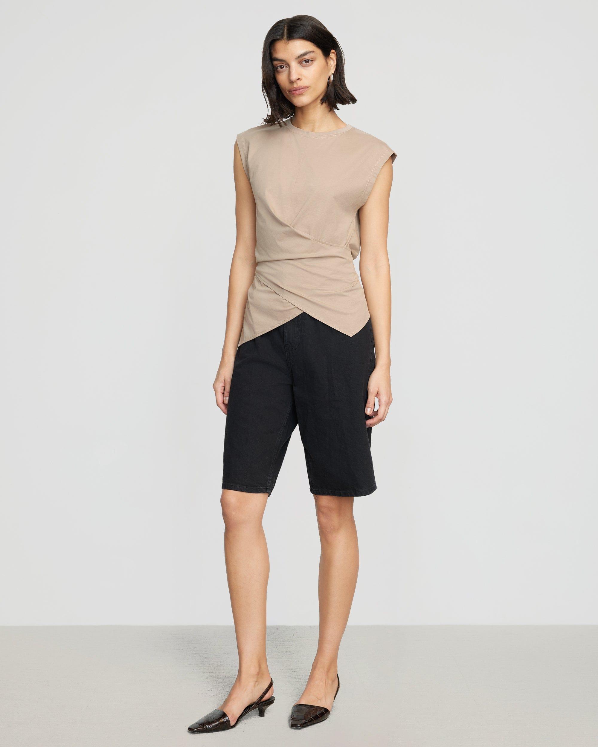 Janae Sleeveless Wrap Jersey Tee Product Image