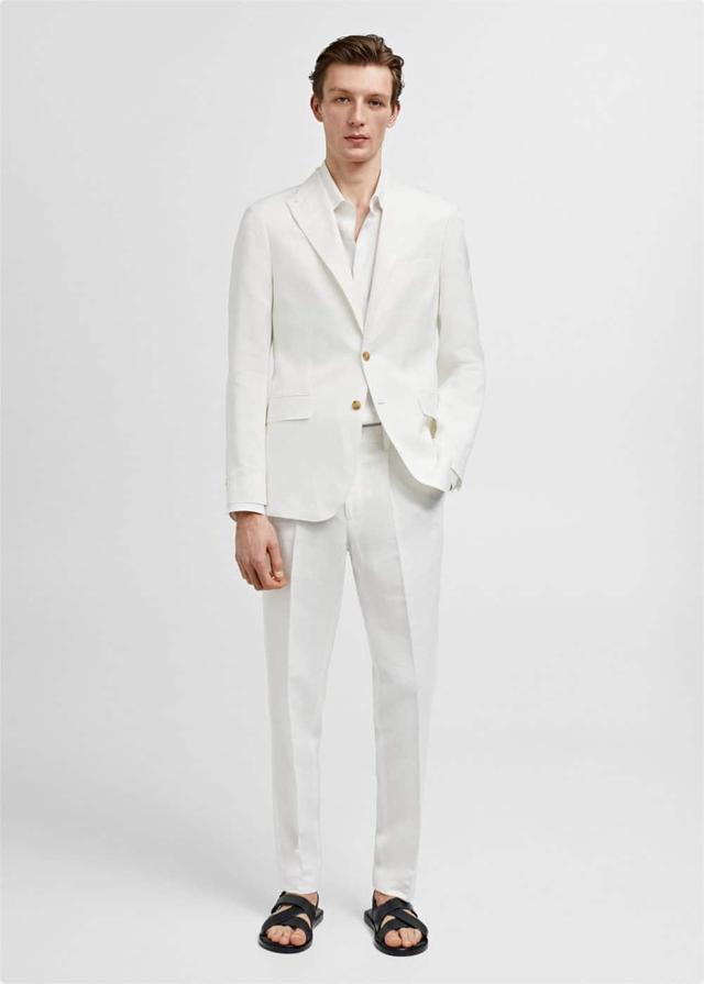 MANGO MAN - Slim fit linen and cotton suit jacket whiteMen Product Image